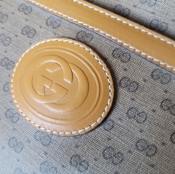Vintage GUCCI Micro GG Canvas Cross body Shoulder Bag PVC Leather Beige - Picture 4 of 16